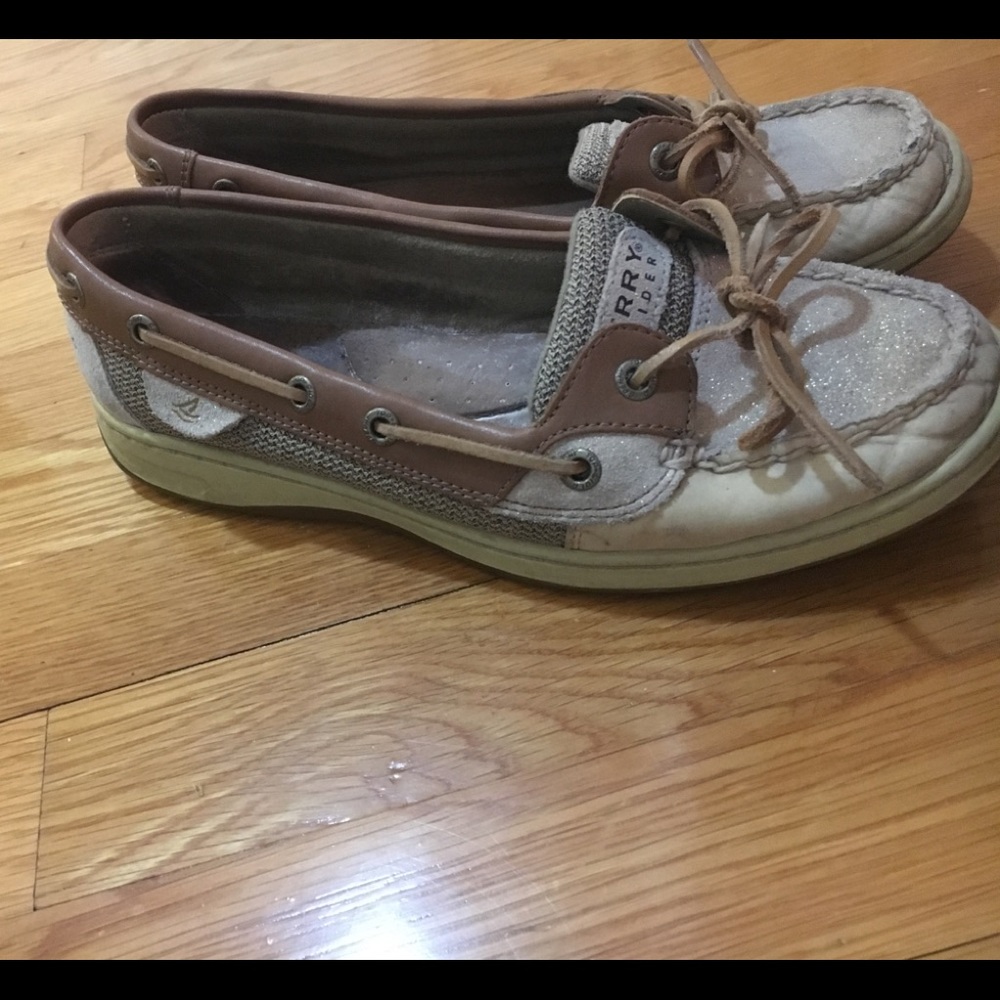 gold Sperry loafers